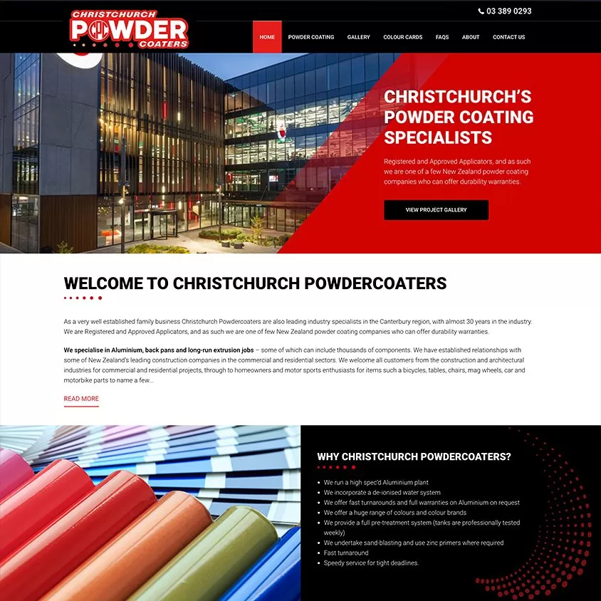 christchurch powder coaters website design